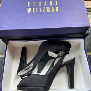 Stuart Weitzman satin sling backs